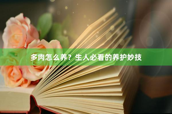 多肉怎么养？生人必看的养护妙技